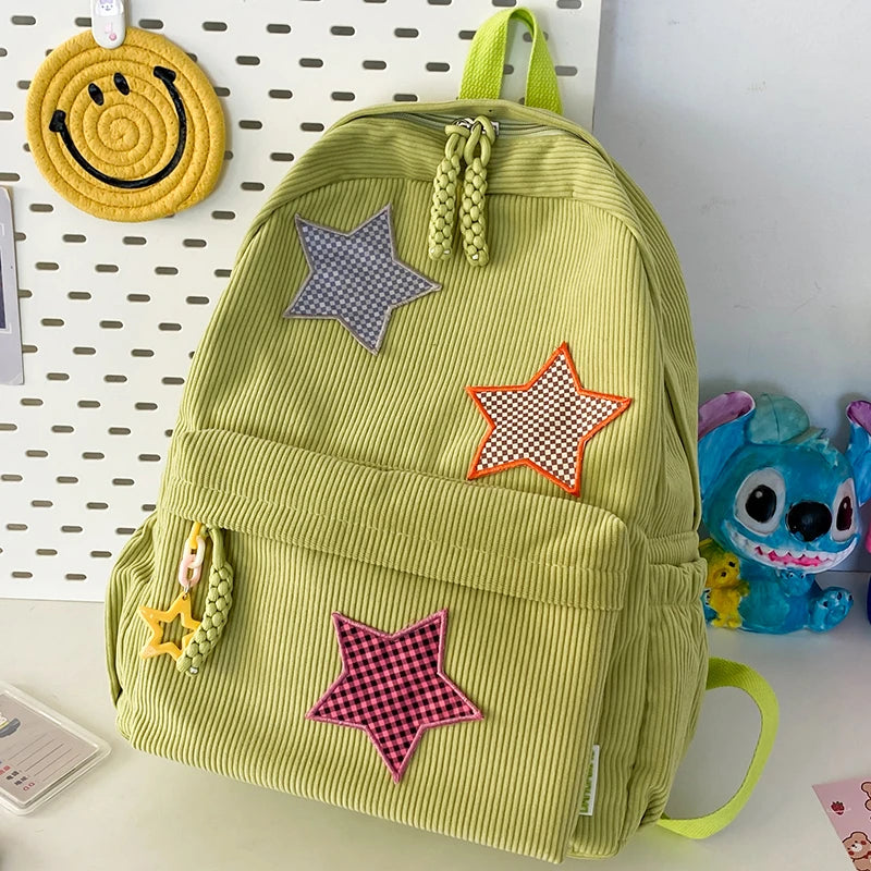 Sac à dos femme grande capacité | Sac école lycée corduroy tendance