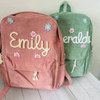 Sac à dos personnalisé prénom enfant | Sac école corduroy brodé cadeau