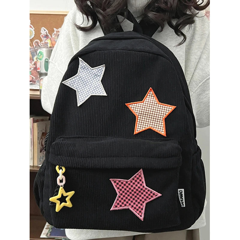 Sac à dos femme grande capacité | Sac école lycée corduroy tendance
