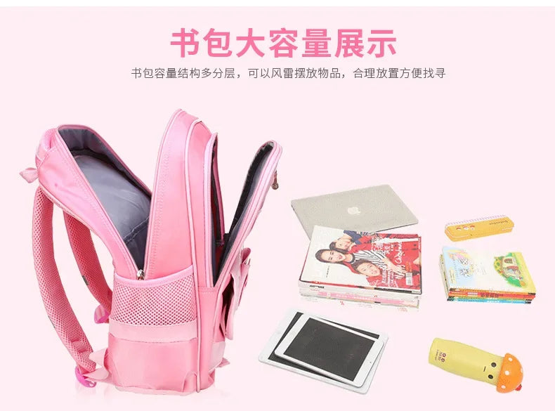 Sac à dos style coréen ergonomique fille | Sac école primaire pois nœud