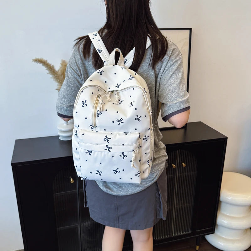 Sac à dos nœud matelassé grande capacité | Sac école fille ado tendance