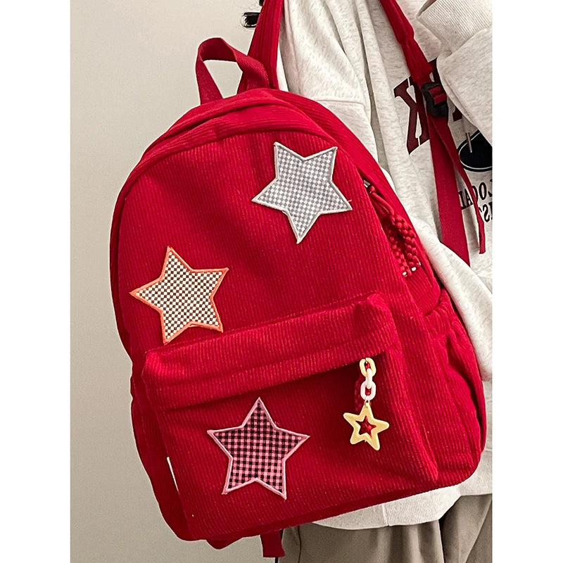 Sac à dos femme grande capacité | Sac école lycée corduroy tendance