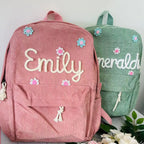 Sac à dos personnalisé prénom enfant | Sac école corduroy brodé cadeau