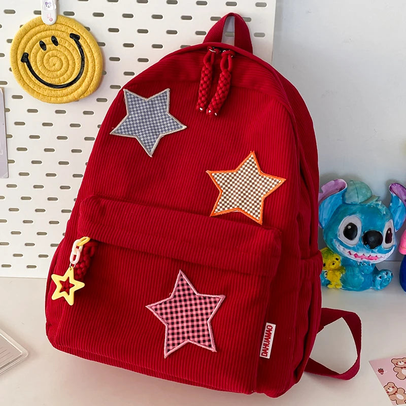 Sac à dos femme grande capacité | Sac école lycée corduroy tendance