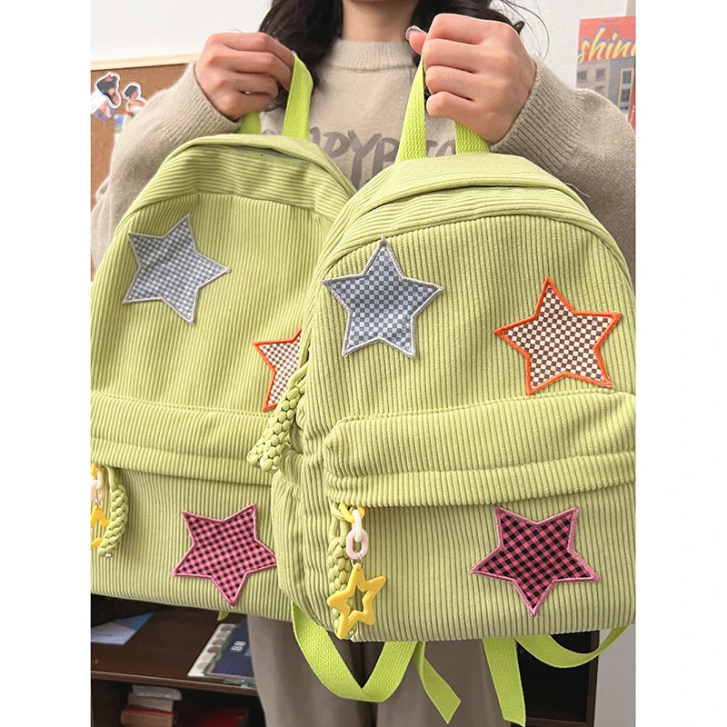 Sac à dos femme grande capacité | Sac école lycée corduroy tendance