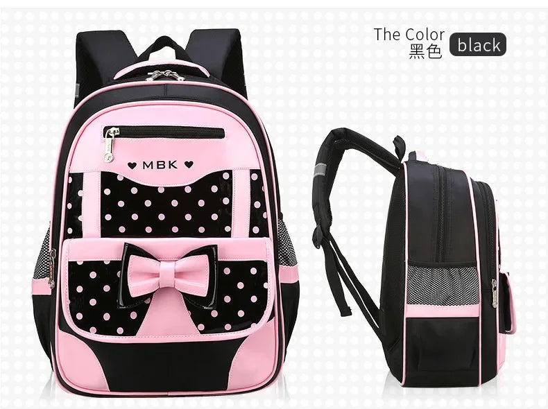 Sac à dos style coréen ergonomique fille | Sac école primaire pois nœud