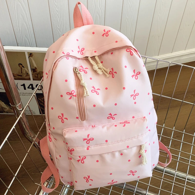 Sac à dos nœud matelassé grande capacité | Sac école fille ado tendance