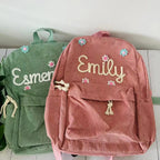Sac à dos personnalisé prénom enfant | Sac école corduroy brodé cadeau