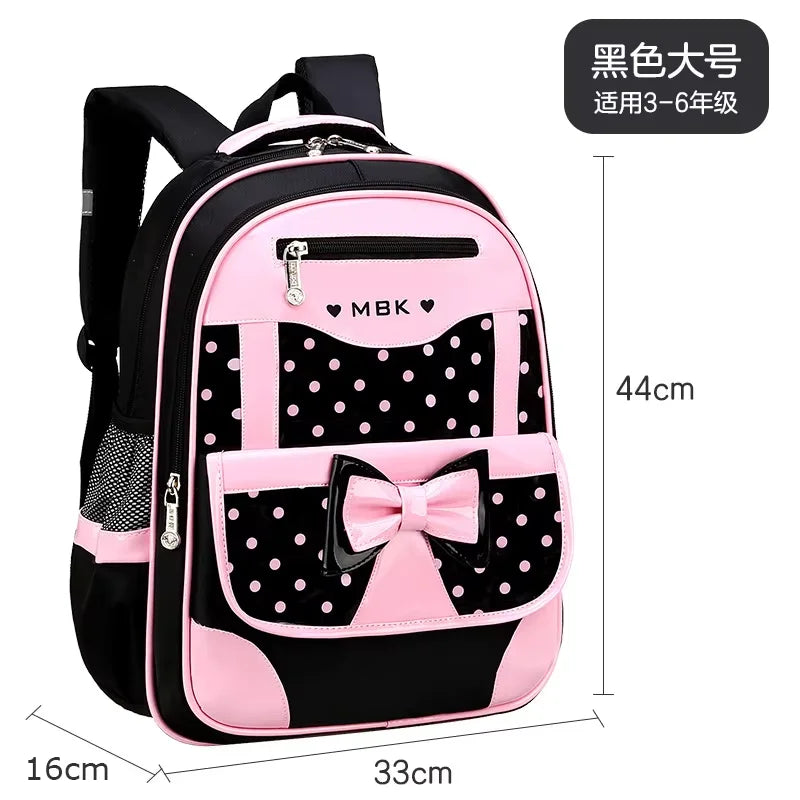 Sac à dos style coréen ergonomique fille | Sac école primaire pois nœud