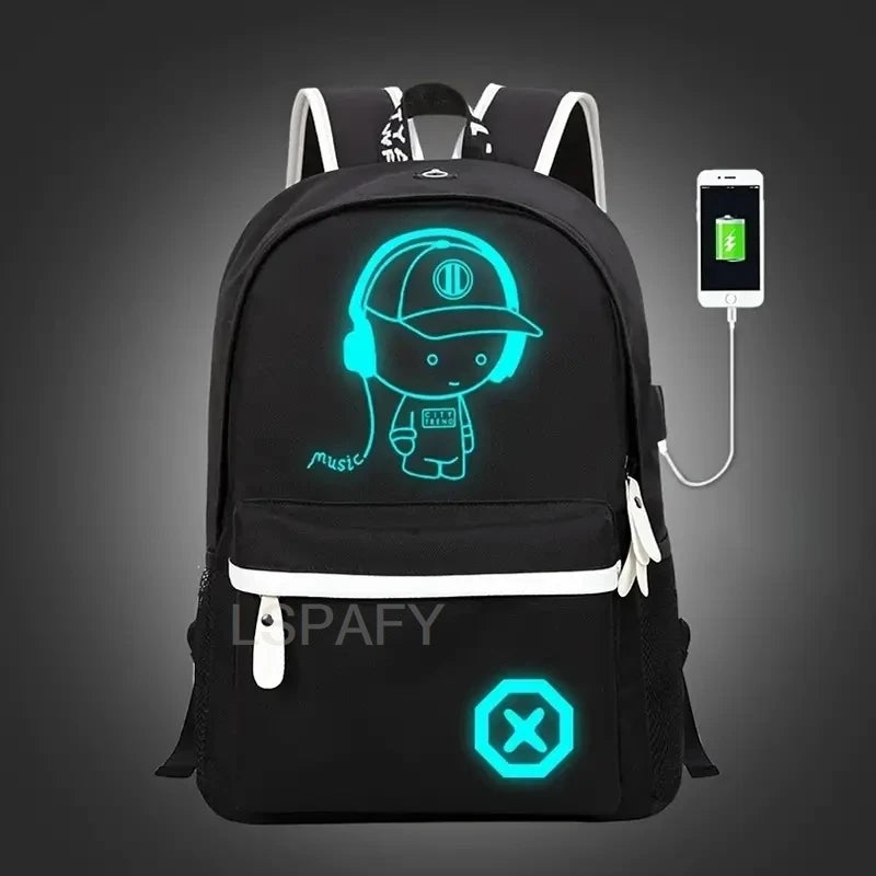 Sac à dos lumineux USB imperméable ado