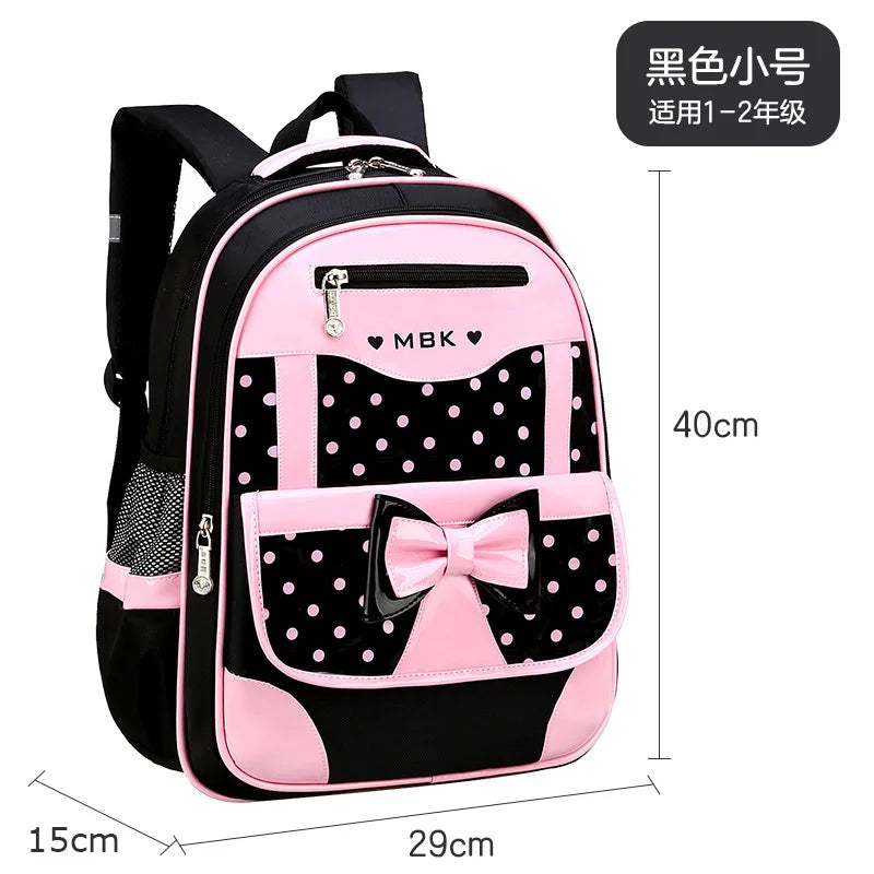 Sac à dos style coréen ergonomique fille | Sac école primaire pois nœud