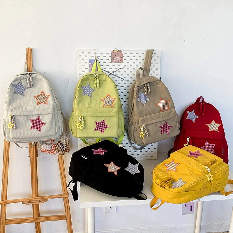Sac à dos femme grande capacité | Sac école lycée corduroy tendance