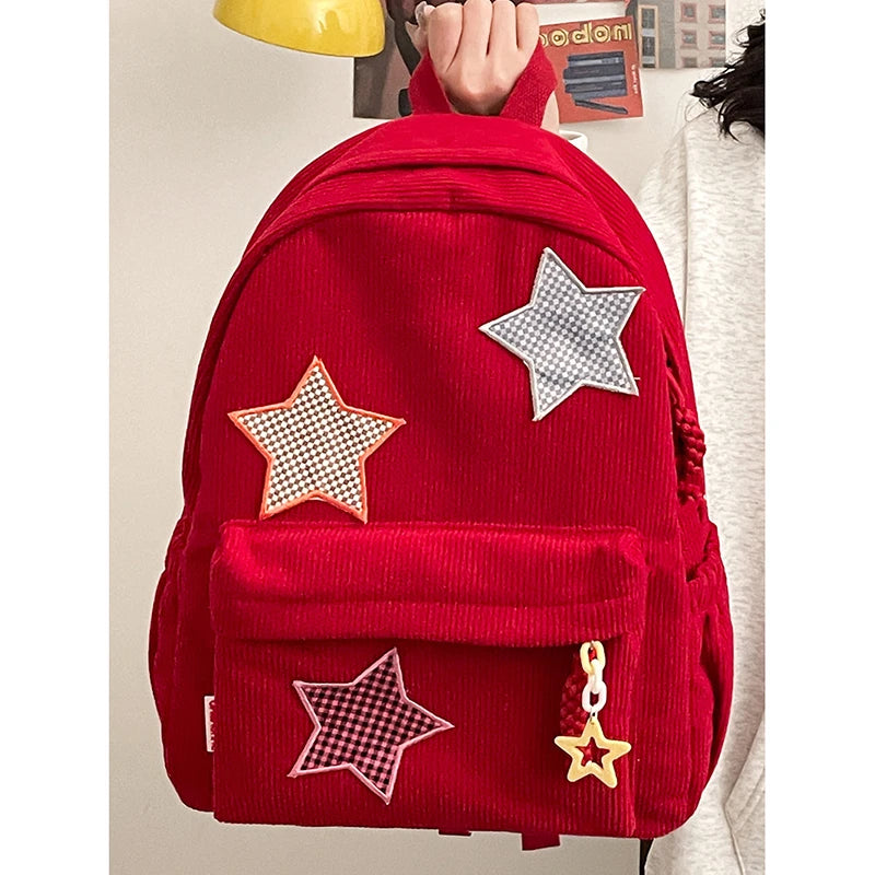 Sac à dos femme grande capacité | Sac école lycée corduroy tendance