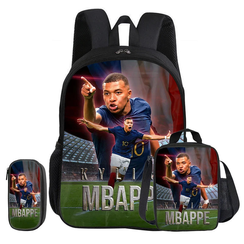 Ensemble sac à dos Mbappé 3 pièces | Sac école football enfant cadeau