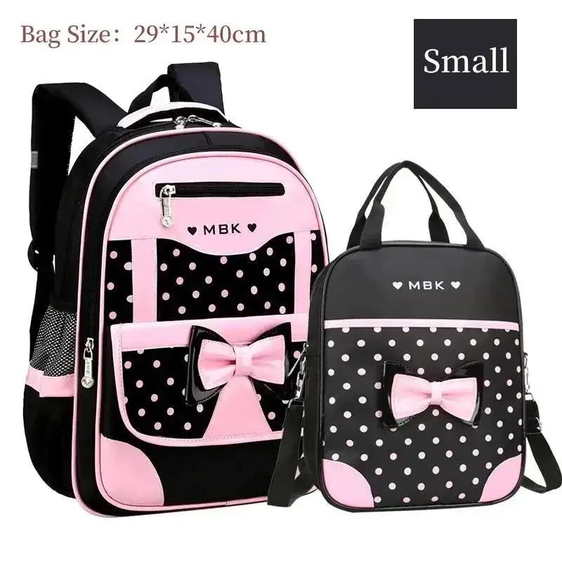 Sac à dos style coréen ergonomique fille | Sac école primaire pois nœud