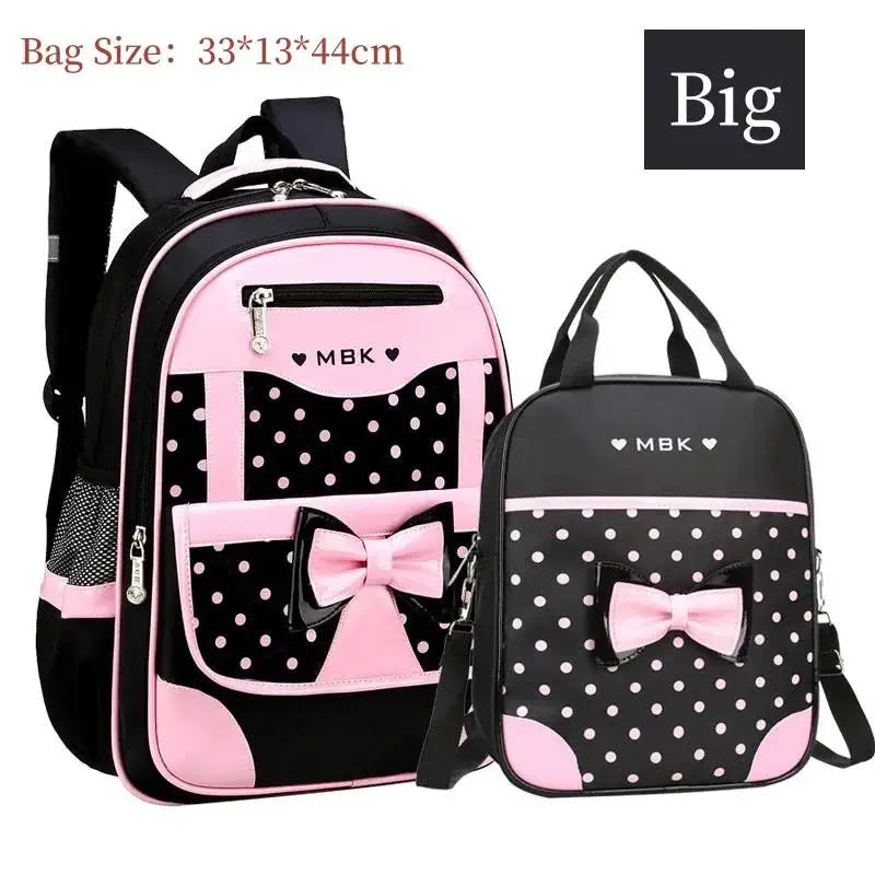 Sac à dos style coréen ergonomique fille | Sac école primaire pois nœud