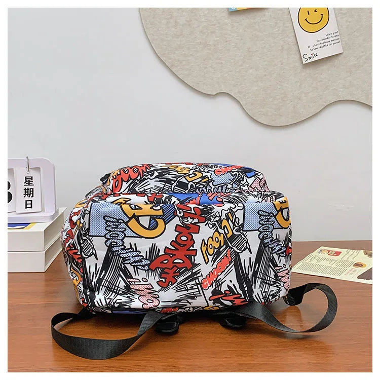 Sac à dos graffiti lycéen grande capacité | Sac école ado tendance 2025