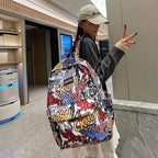 Sac à dos graffiti lycéen grande capacité | Sac école ado tendance 2025