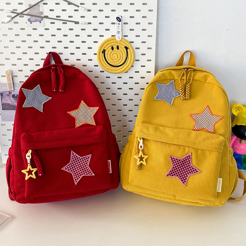 Sac à dos femme grande capacité | Sac école lycée corduroy tendance