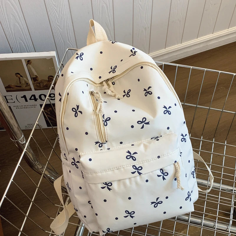 Sac à dos nœud matelassé grande capacité | Sac école fille ado tendance