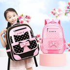 Sac à dos style coréen ergonomique fille | Sac école primaire pois nœud
