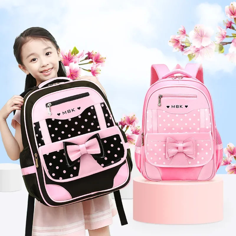 Sac à dos style coréen ergonomique fille | Sac école primaire pois nœud