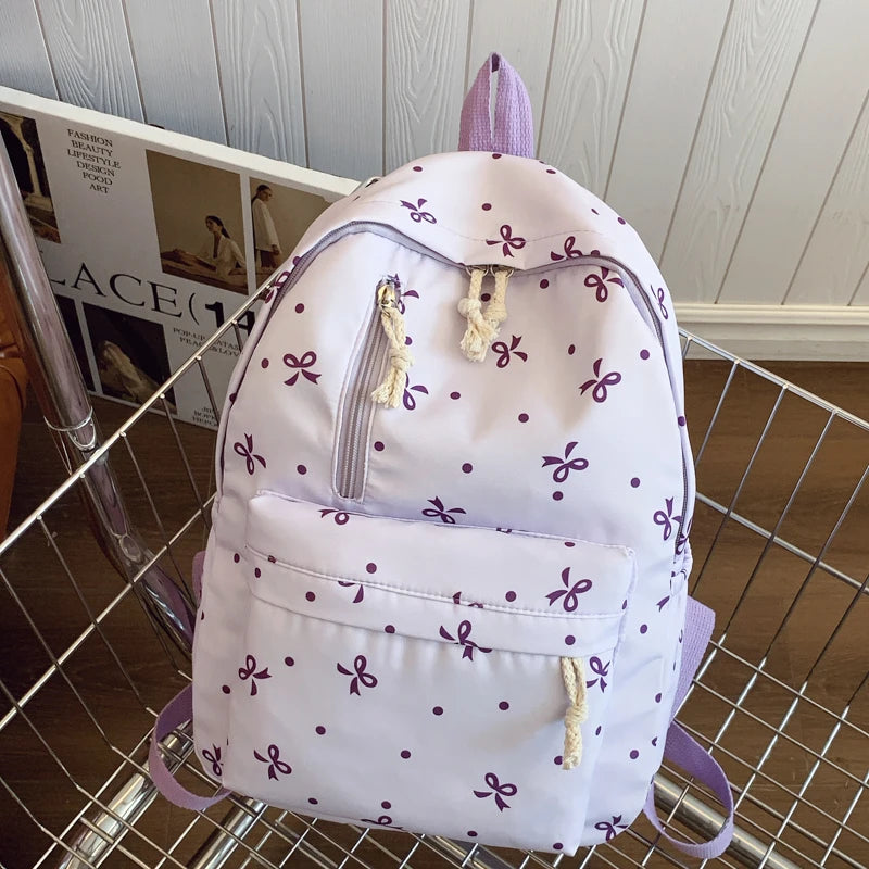 Sac à dos nœud matelassé grande capacité | Sac école fille ado tendance