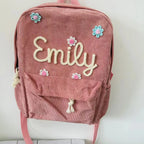 Sac à dos personnalisé prénom enfant | Sac école corduroy brodé cadeau