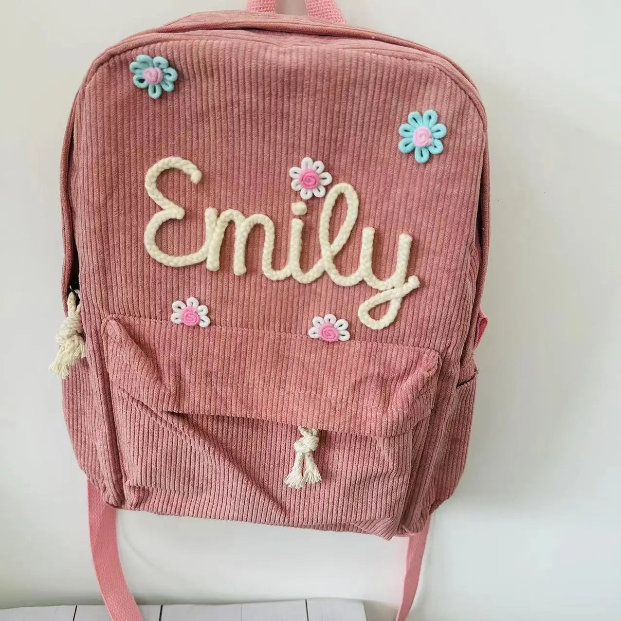 Sac à dos personnalisé prénom enfant | Sac école corduroy brodé cadeau