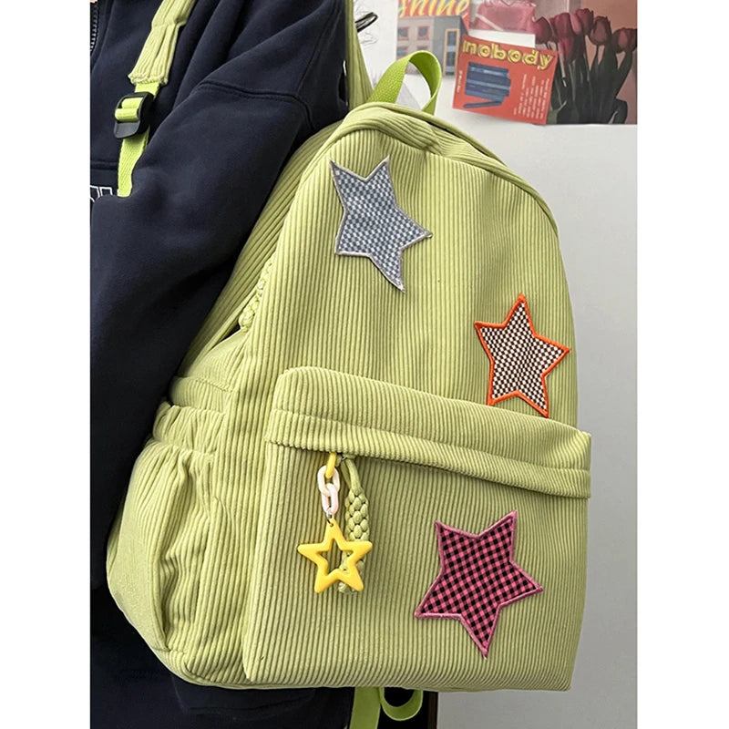 Sac à dos femme grande capacité | Sac école lycée corduroy tendance