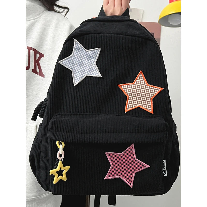 Sac à dos femme grande capacité | Sac école lycée corduroy tendance