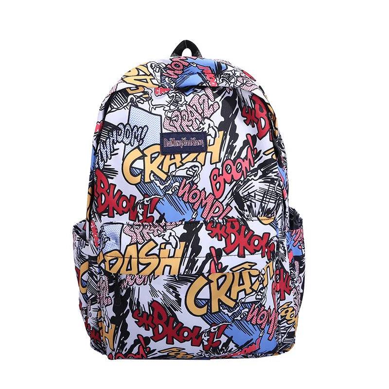 Sac à dos graffiti lycéen grande capacité | Sac école ado tendance 2025