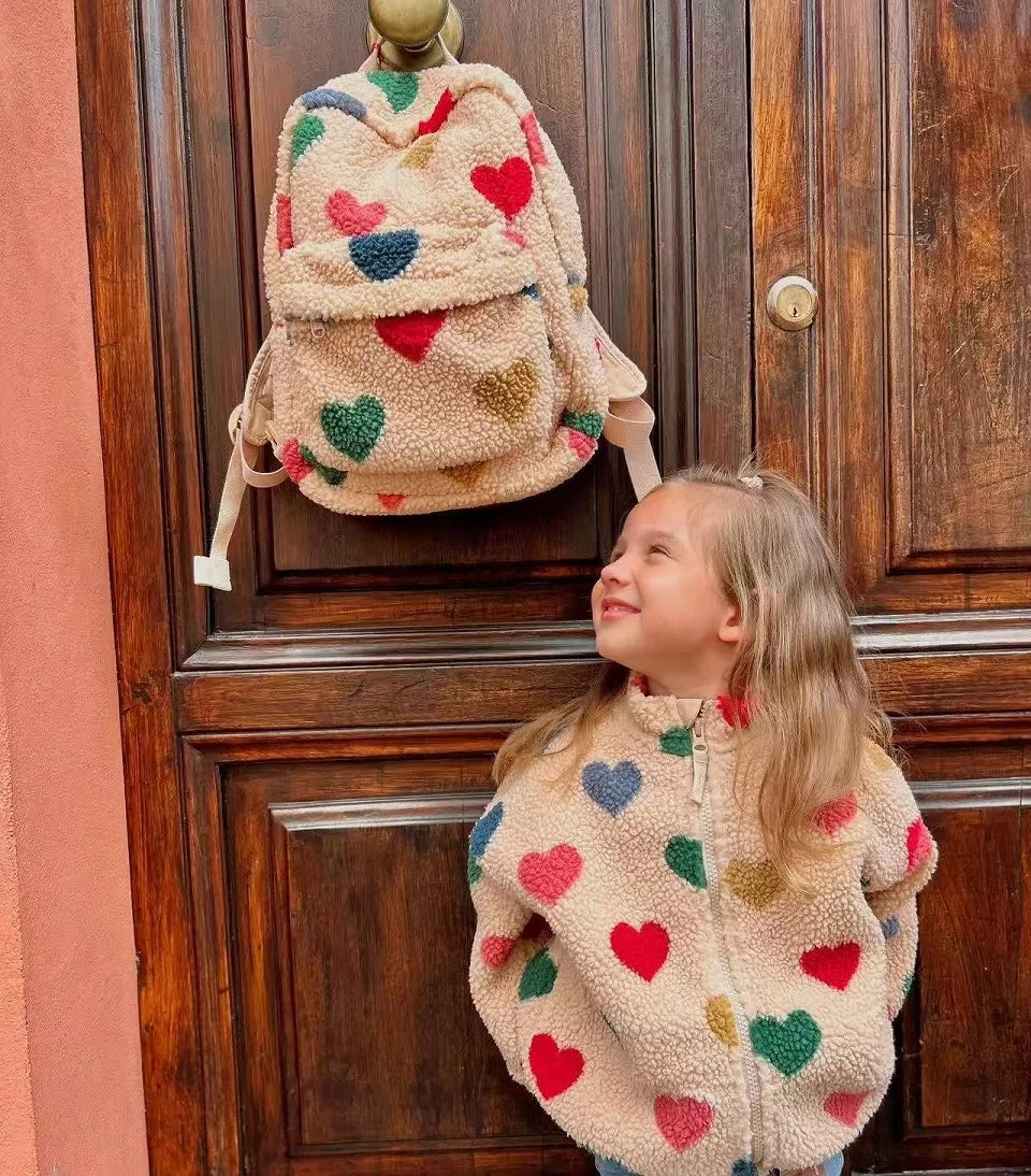 Sac à dos polaire peau de mouton enfant | Sac école maternelle cadeau