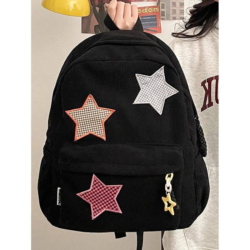 Sac à dos femme grande capacité | Sac école lycée corduroy tendance