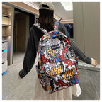 Sac à dos graffiti lycéen grande capacité | Sac école ado tendance 2025