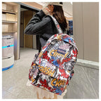 Sac à dos graffiti lycéen grande capacité | Sac école ado tendance 2025
