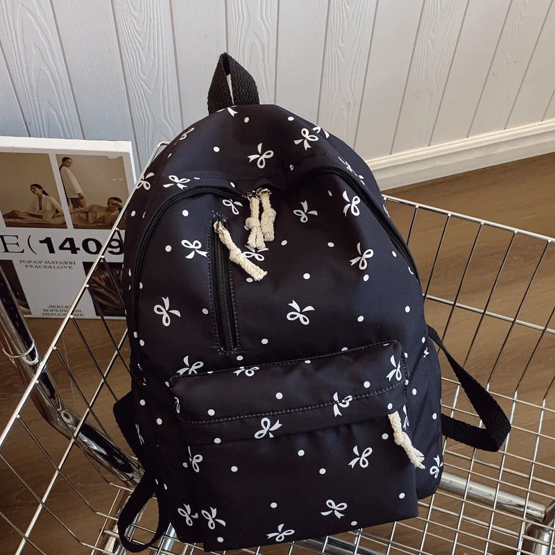 Sac à dos nœud matelassé grande capacité | Sac école fille ado tendance