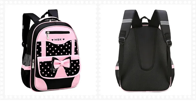 Sac à dos style coréen ergonomique fille | Sac école primaire pois nœud