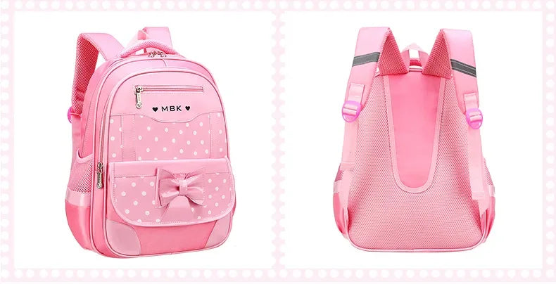 Sac à dos style coréen ergonomique fille | Sac école primaire pois nœud