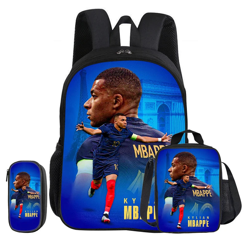 Ensemble sac à dos Mbappé 3 pièces | Sac école football enfant cadeau
